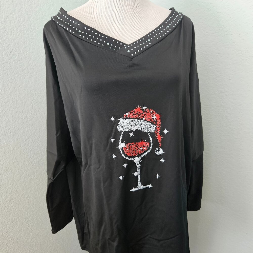 NEW YEAR Off-Shoulder Rhinestone top tunic - Picture 2 of 5